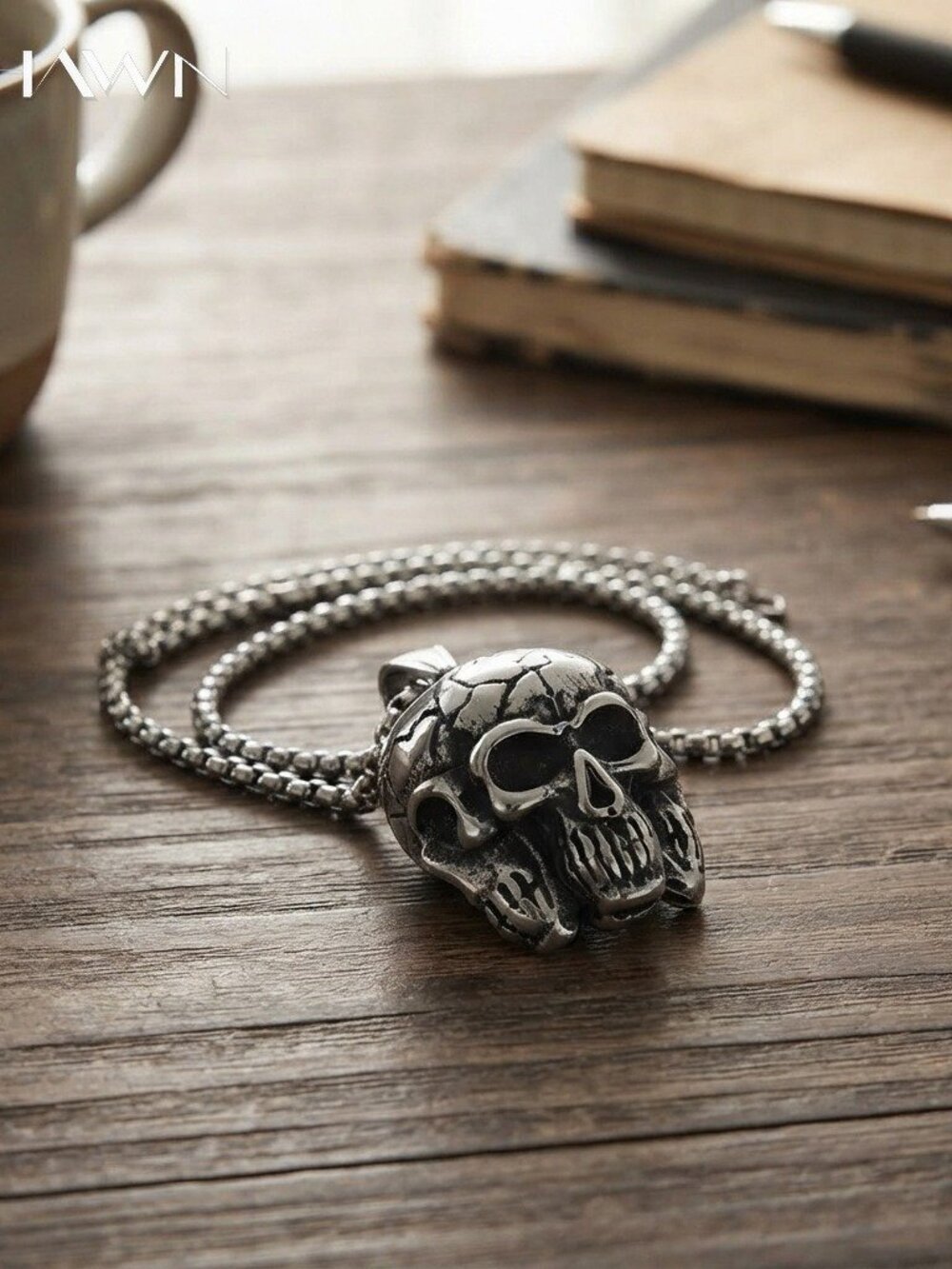 Mens Multi-Face Skull Pendant Necklace